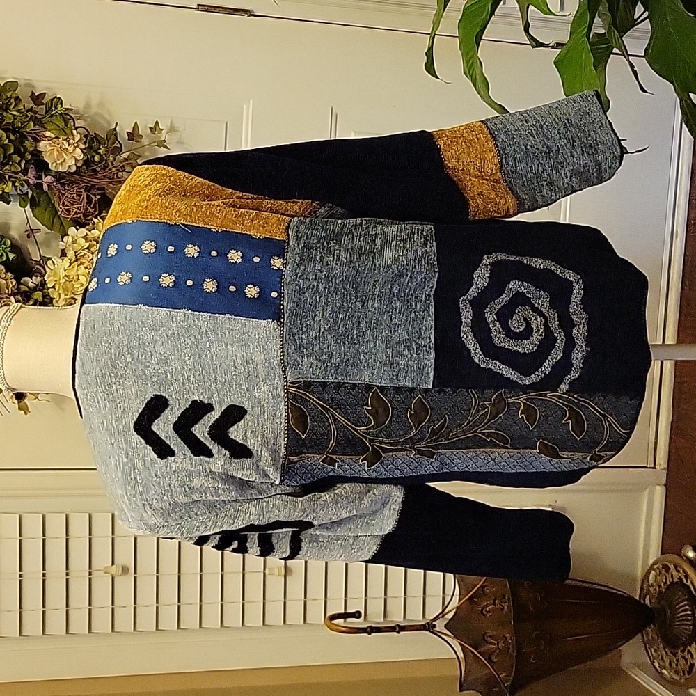 Indigo Moon Tapestry Patchwork Jacket Embroidered… - image 5